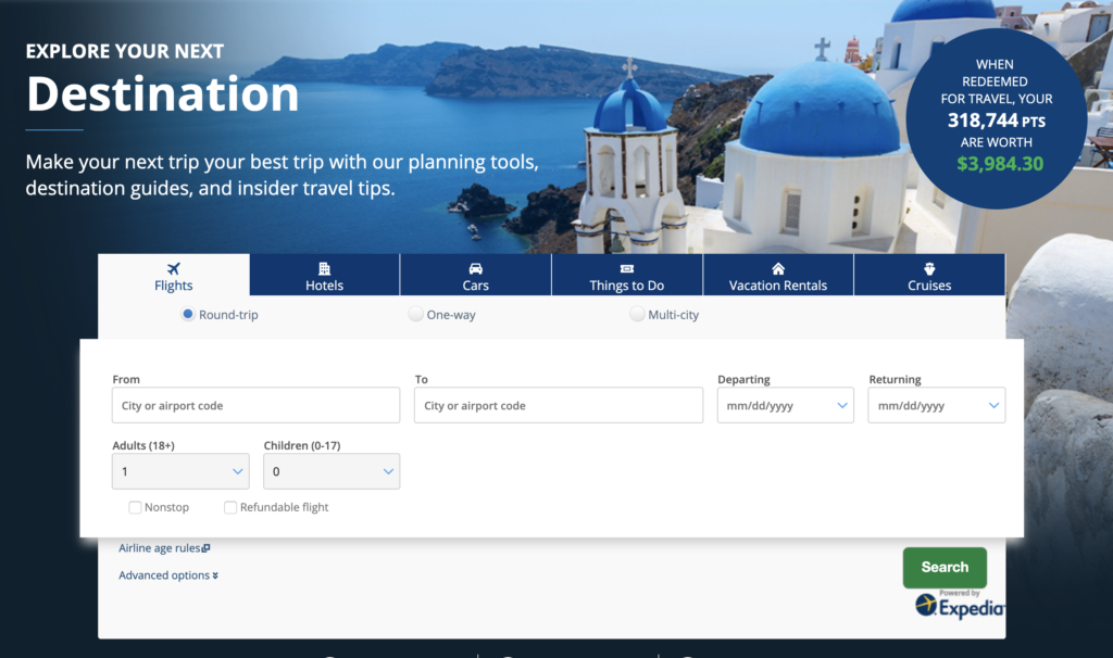 Chase Ultimate Rewards Travel Portal